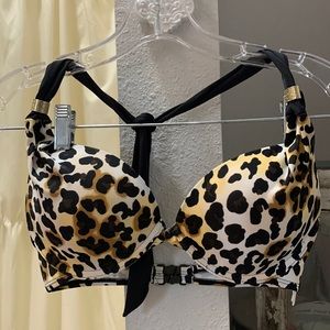 Dorina ASOS leopard animal print push up padded bikini top with gold accents 32C